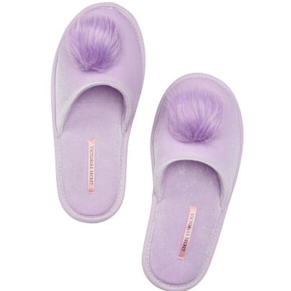 Victoria's Secret Shoes - Victoria's Secret VS Furry Pom Slides Slipper NWT